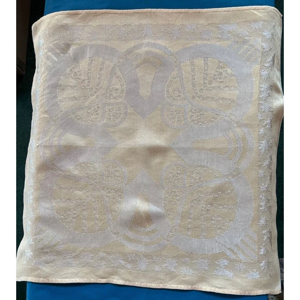 Vintage Set of 8 Peach Damask Linen Dinner Napkins Country 17